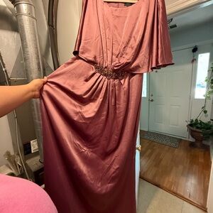 Adrianna Papell Pink Ruched Wrap Maxi Dress- 18W